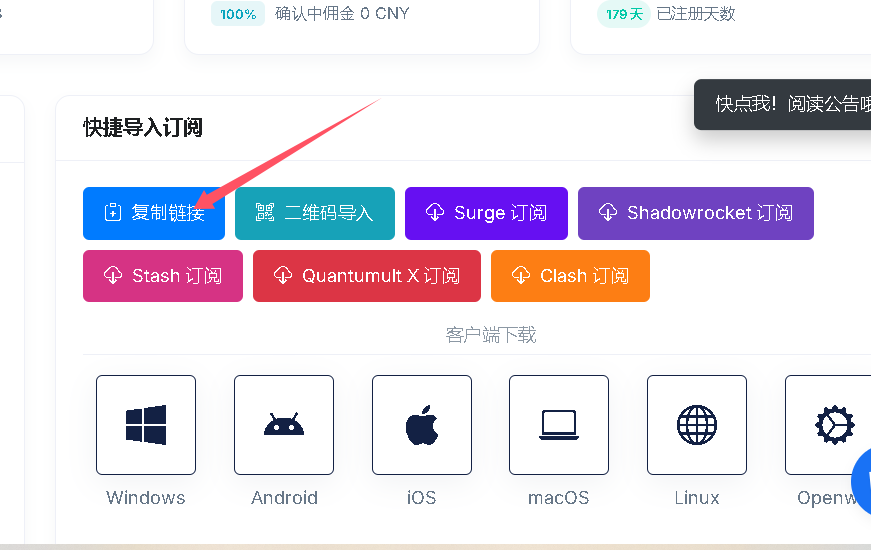 Clash/stash 配置链接示例图